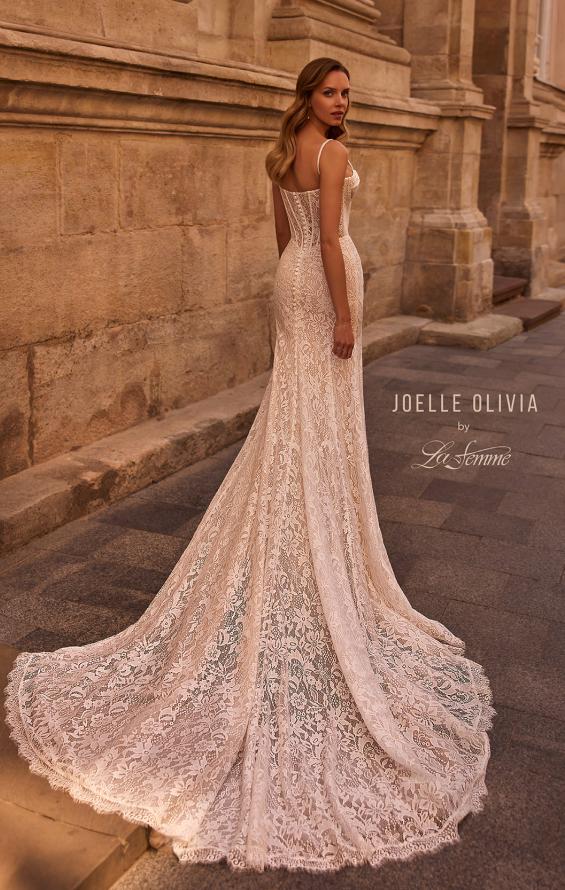 Picture of: Soft Lace Wedding Gown with Flattering Corset Bodice and Illusion Waist in IIINI, Style: J2243, Back Picture