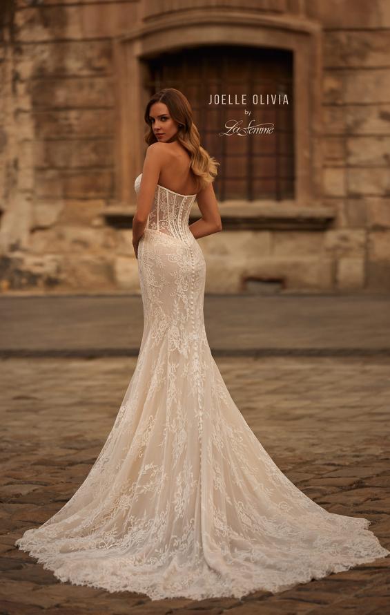 Picture of: Romantic Strapless Delicate Lace Dress with Corset Bodice in IIINI, Style: J2254, Back Picture