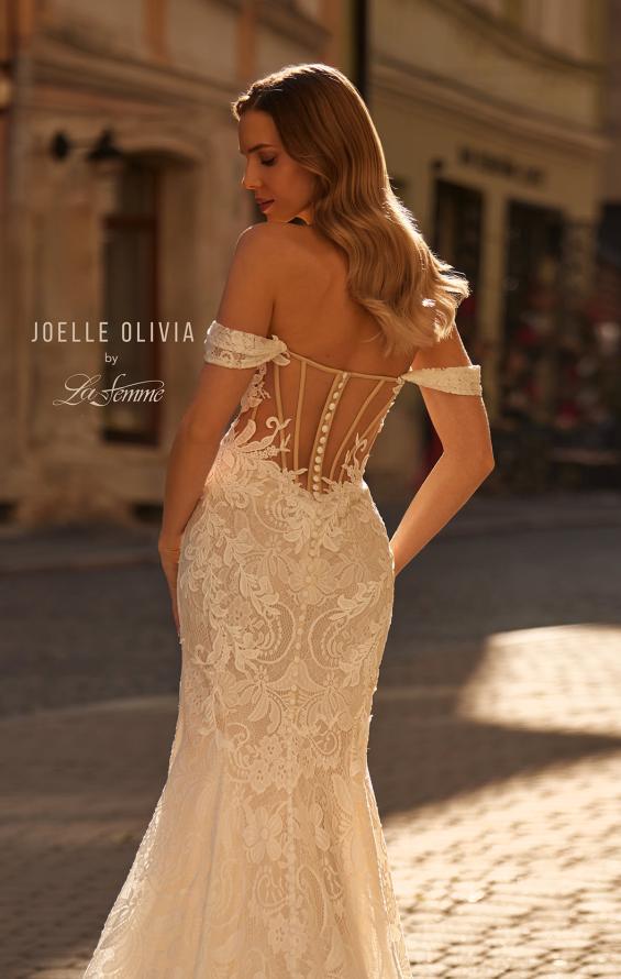 Picture of: Lace Off the Shoulder Wedding Dress with Scalloped Edge Train in IIINI, Style: J2286, Detail Picture 2