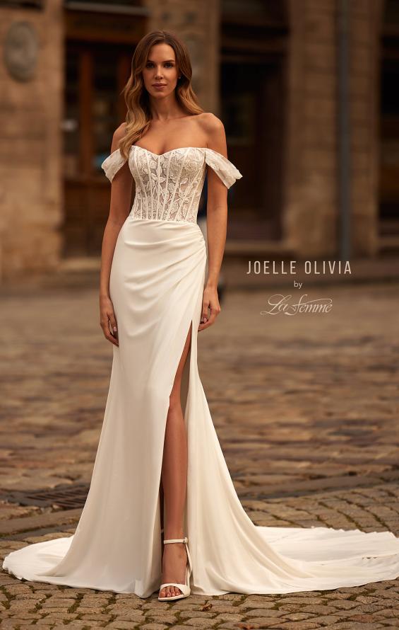 Picture of: Beautiful Off the Shoulder Lace and Lux Jersey Wedding Dress in ivory, Style: J2270, Main Picture