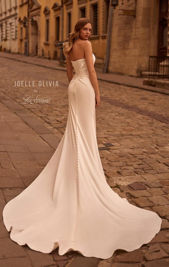 Picture of: Gorgeous Satin Strapless Wedding Dress with Ruching and Slit in ivory, Style: J2245, Back Picture