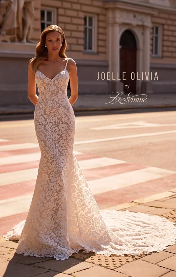 Picture of: Luxurious Lace Wedding Gown with V Neckline And Illusion Back in ivory, Style: J2255, Back Picture