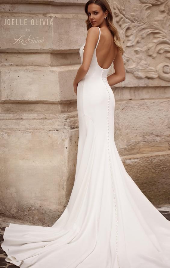 Picture of: Simple Elegant Wedding Dress with Dramatic Train in Ivory, Style: J2272, Back Picture