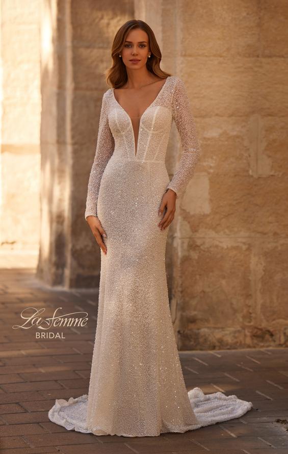 Picture of: Timeless Bridal Dress with Long Sleeves and Delicate Beading in IIIII, Style: B1389, Main Picture