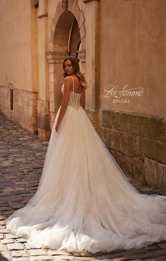 Picture of: Elegant Bridal Gown with Corset Bodice and Full A-line Skirt in IIIIII, Style: B1382, Back Picture