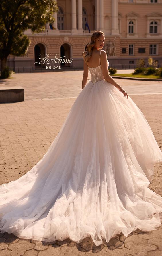 Picture of: Unique A-line Wedding Gown with Chantilly Lace and Exposed Boning in IIIILI, Style: B1386, Back Picture