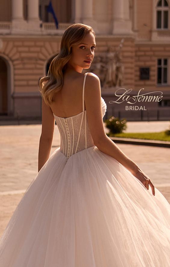 Picture of: Unique A-line Wedding Gown with Chantilly Lace and Exposed Boning in IIIILI, Style: B1386, Detail Picture 2