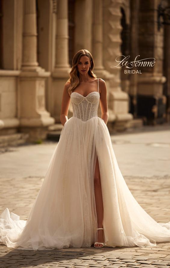 Picture of: Romatic Wedding Dress with Pearl Beaded Corset and Full Skirt in IIINI, Style: B1392, Main Picture