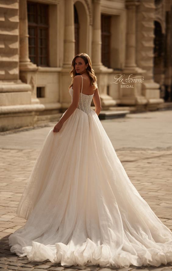 Picture of: Romatic Wedding Dress with Pearl Beaded Corset and Full Skirt in IIINI, Style: B1392, Back Picture