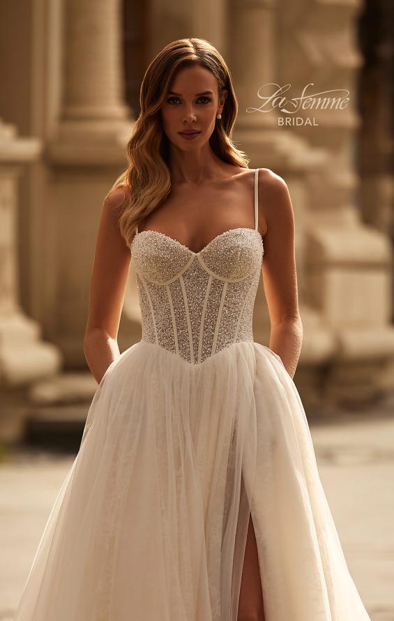 Picture of: Romatic Wedding Dress with Pearl Beaded Corset and Full Skirt in IIINI, Style: B1392, Detail Picture 3