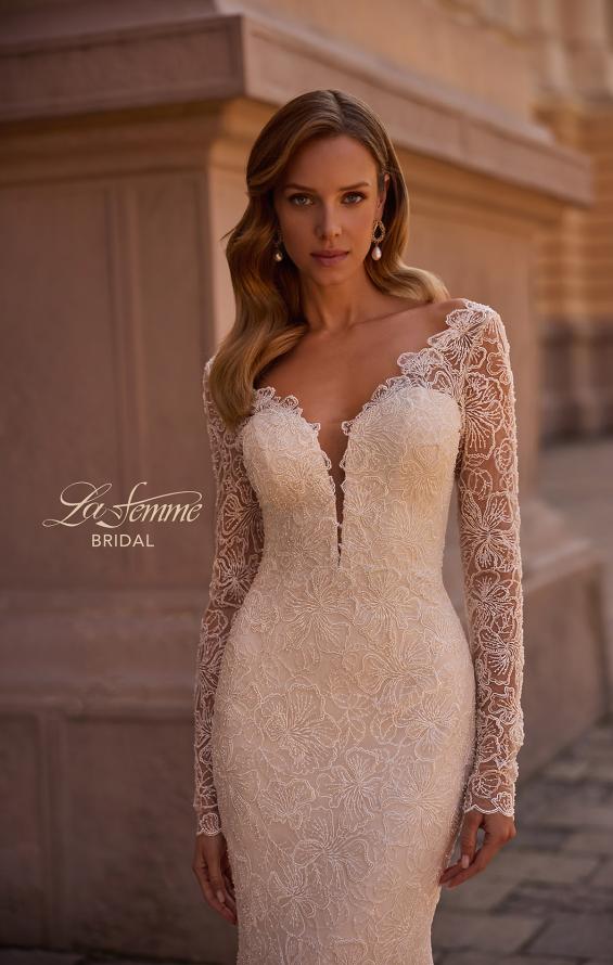 Picture of: Gorgeous Floral Beaded Wedding Dress with Long Sleeves in IIINII, Style: B1265, Detail Picture 1