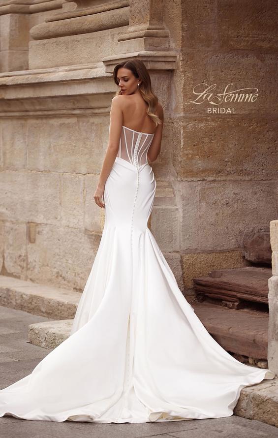 Picture of: Strapless Sweetheart Satin Mermaid Wedding Dress in Ivory, Style: B1414, Back Picture