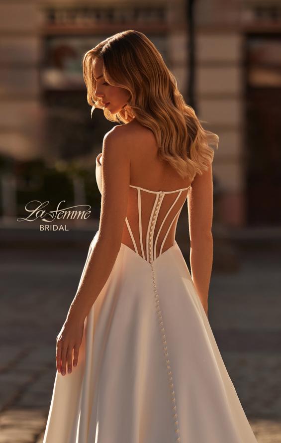 Picture of: Contemporary Satin Wedding Gown with Corset Detail Back in ivory, Style: B1406, Detail Picture 2