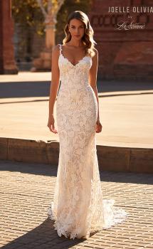 Picture of: Trumpet Style Lace Wedding Dress with V Neckline and Illusion Back in WIII, Style: J2229, Main Picture