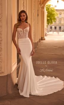 Picture of: Luxe Jersey Wedding Dress with Illusion Lace Corset Bodice in ivory, Style: J2250, Main Picture