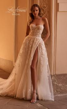 Picture of: A-line Strapless Lace Wedding Gown with Exposed Boding and Illusion Waist in IIILI, Style: B1381, Main Picture