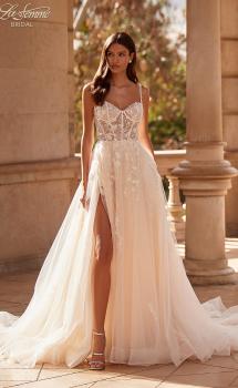 Picture of: A Line Gown with Bustier Illusion Bodice and Gorgeous Lace Applique Details in IIINI, Style: B1351, Main Picture