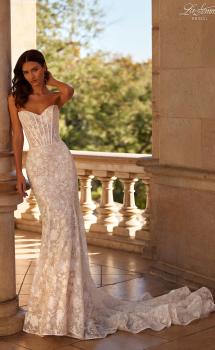 Picture of: Lace Fitted Wedding Dress with Strapless Bodice and Corset Details in IIINI, Style: B1357, Main Picture