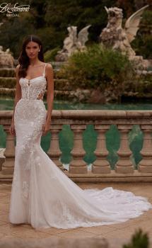 Picture of: Mermaid Lace and Tulle Wedding Dress with Unique Bustier Style Bodice in IIINI, Style: B1363, Main Picture